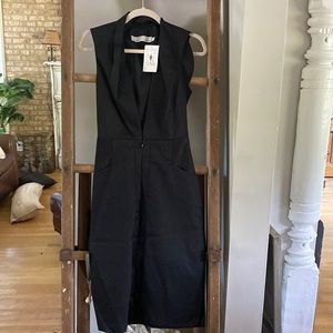 KIM SCHALK LUXURY BLACK DAHILA DRESS SLEEVELESS COLLARD 2 NEW